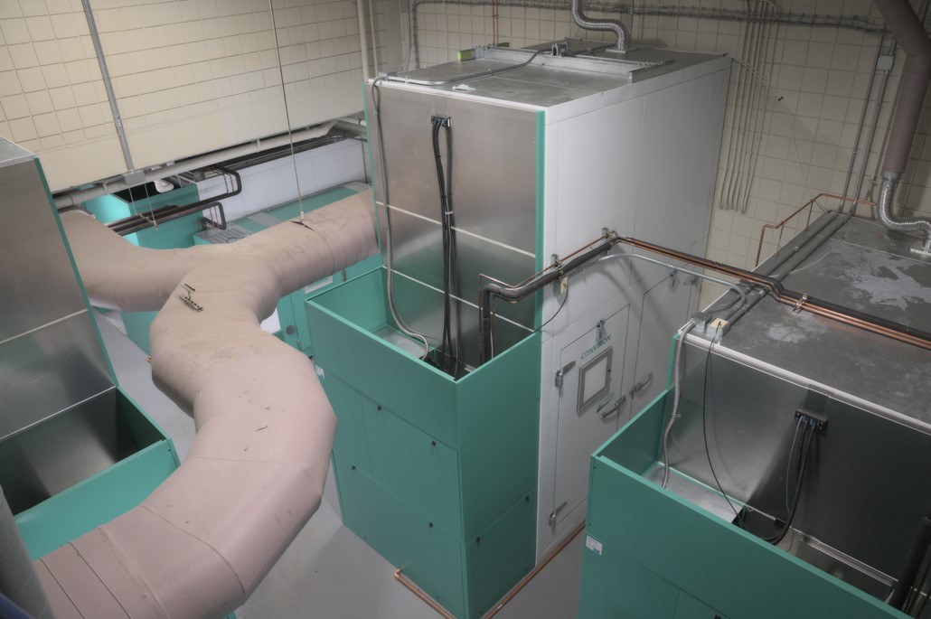Overhead view of plant growth chambers