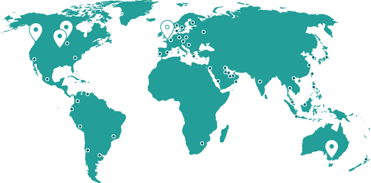 A map of Conviron locations across the world